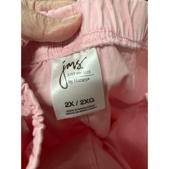 Just My Size by Hanes Womens Pink Elastic Waist Snap Hem Crop Pants 2X Plus Size - Picture 4 of 4